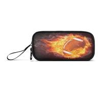 Ksajwzf Large Capacity Pencil Case Sport Burning Football Ball 3 Compartment Pen Box Pouch Holder Organizer Stationery Bag for School Girl Boy Teen