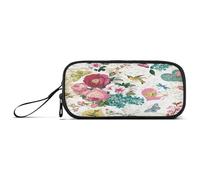 Ksajwzf Large Capacity Pencil Case Spring Summer Hearts Flower Blossoms 3 Compartment Pen Box Pouch Holder Organizer Stationery Bag for School Girl Boy Teen
