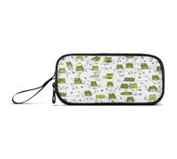 Ksajwzf Large Capacity Pencil Case Summer Animal Frog 3 Compartment Pen Box Pouch Holder Organizer Stationery Bag for School Girl Boy Teen