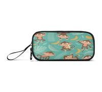 Ksajwzf Large Capacity Pencil Case Tropical Monkey Banana Leaves 3 Compartment Pen Box Pouch Holder Organizer Stationery Bag for School Girl Boy Teen