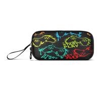 Ksajwzf Large Capacity Pencil Case Video Game Pattern 3 Compartment Pen Box Pouch Holder Organizer Stationery Bag for School Girl Boy Teen