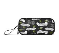 Ksajwzf Large Capacity Pencil Case Video Game White Black 3 Compartment Pen Box Pouch Holder Organizer Stationery Bag for School Girl Boy Teen