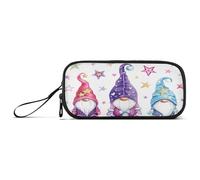 Ksajwzf Large Capacity Pencil Case Watercolor Magic Gnomes Stars 3 Compartment Pen Box Pouch Holder Organizer Stationery Bag for School Girl Boy Teen