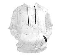 Ksajwzf Mens Hoodie Sweatshirt White Marble Pullover Hooded Hoody with Pockets for Men Boy White Marbling