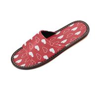 Ksajwzf Red Hearts Patterns Set Slippers for Women Men, Valentine's Day Summer Womens Open Toe Travel House Slippers