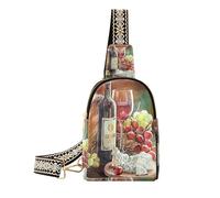 Ksajwzf Red Wine Bottle Grapes Cheese Oil Painting Small Sling Bag,Fanny Packs Crossbody Bags Gifts for Women, Fashion Waist Packs Chest Bag Purse for Women
