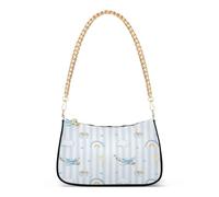 Ksajwzf Shoulder Bags for Women Hobo Tote Handbag Airplanes Balloons Clouds Small Clutch Purse with Zipper Closure Blue Stripe