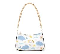 Ksajwzf Shoulder Bags for Women Hobo Tote Handbag Cartoon Whale Small Clutch Purse with Zipper Closure Ocean Heart
