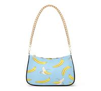 Ksajwzf Shoulder Bags for Women Hobo Tote Handbag Yellow Bananas Blue Small Clutch Purse with Zipper Closure Banana