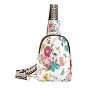 Ksajwzf Spring Summer Hearts Flower Blossoms Small Sling Bag,Valentine's Day Fanny Packs Crossbody Bags Gifts for Women, Fashion Waist Packs Chest Bag Purse for Women Valentine's Day