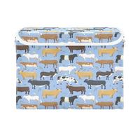Ksajwzf Storage Boxes with Lids, Bulls Cows Farm Animal Collapsible Fabric Storage Cube with Handles, Storage Baskets Beef Buffalo for Shelves Clothes Toys Wardrobe Closet Organization
