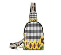 Ksajwzf Summer Sunflower Plaid Buffalo Small Sling Bag,Fanny Packs Crossbody Bags Gifts for Women, Fashion Waist Packs Chest Bag Purse for Women