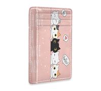 Ksajwzf Thin Leather Credit Card Holder and Money Clip Cute Cat Kawaii Kitten Wallet RFID Blocking for Women & Men Animals Kitten