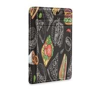 Ksajwzf Thin Leather Credit Card Holder and Money Clip Hamburger Fast Food Wallet RFID Blocking for Women & Men Hamburger