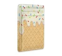 Ksajwzf Thin Leather Credit Card Holder and Money Clip Ice Cream White Food Wallet RFID Blocking for Women & Men Ice Cream