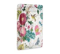 Ksajwzf Thin Leather Credit Card Holder and Money Clip Spring Summer Hearts Flower Blossoms Wallet RFID Blocking for Women & Men Valentine's Day