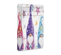 Ksajwzf Thin Leather Credit Card Holder and Money Clip Watercolor Magic Gnomes Stars Wallet RFID Blocking for Women & Men Christmas