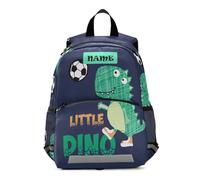 Ksajwzf Toddlers Backpack Custom Kid's Name Little Dino Soccer Cute Bookbag for Boys Girls 3-6 Years,Personalized Dinosaur Animal Kindergarten Preschool Backpack Daypack