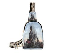Ksajwzf Vintage Steam Train Small Sling Bag,Fanny Packs Crossbody Bags Gifts for Women, Fashion Waist Packs Chest Bag Purse for Women