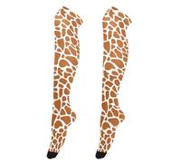 Ksajwzf Women Girls High Thigh Socks African Giraffe Skin Print Over Knee Thin Tights Long Stocking Animal Skin