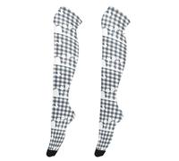 Ksajwzf Women Girls High Thigh Socks Happy Easter Bunny Flower Over Knee Thin Tights Long Stocking White and Black Buffalo Plaid
