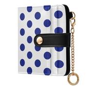 Ksajwzf Women Wallet RFID Blocking PU Leather Credit Card Abstract Blue Polka Dot Pattern Holder Bifold Wallet Compact Coin Purse for Women Cute Dots
