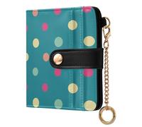 Ksajwzf Women Wallet RFID Blocking PU Leather Credit Card Abstract Dots Pattern Holder Bifold Wallet Compact Coin Purse for Women Polka Dot Texture