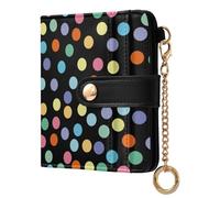 Ksajwzf Women Wallet RFID Blocking PU Leather Credit Card Colorful Dot Pattern Holder Bifold Wallet Compact Coin Purse for Women Cute Abstract