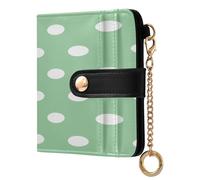 Ksajwzf Women Wallet RFID Blocking PU Leather Credit Card Green Polka Dot Pattern Holder Bifold Wallet Compact Coin Purse for Women Cute Abstract