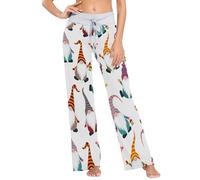 Ksajwzf Women's Pajama Lounge Pants Scandinavian Christmas Gnome PJs Bottoms for Women Sleep Loungewear Pants Wide Leg Xmas