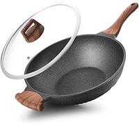 ksamwjf Maifan Stone Wok,Multi-Functional Granite Induction Wok,Non-Stick Marble Cookware Saucepan for Sauteing Or Frying Meat,Vegetables an