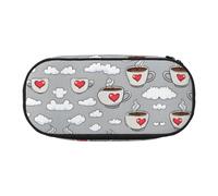 KSANNNS A Steaming Cup Durable 300d Oxford Pencil Case Printed, Sturdy and Suitable for Daily Use