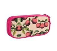 KSANNNS Apple Printed Large Capacity Double-Layer Zippered Pen Bag, Stationery Storage Bag