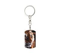 KSANNNS Bengal Tiger Printed Fashionable Rectangular Metal Keychain, Suitable For Various Occasions