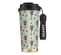 KSANNNS Cartoon Vintage Key Printed 316 Stainless Steel Coffee Cup 17 Oz Vacuum Insulation Travel Cup, Conical Design, Comfortable Grip.