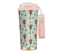 KSANNNS Cartoon Vintage Key Printed 316 Stainless Steel Coffee Cup 17 Oz Vacuum Insulation Travel Cup, Conical Design, Comfortable Grip.