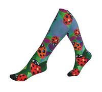 KSANNNS Colorful Ladybird Printed Sports Compression Socks, Soft And Breathable. Suitable For Feet In Sizes 36-44