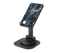KSANNNS Crimson Rose Stem Printed Circular Bottom Rotating Phone Holder, Foldable And Portable, Black And White