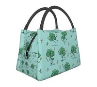 KSANNNS Dancing Musical Notes Printed Portable High-Capacity Insulated and Refrigerated Lunch Handbag