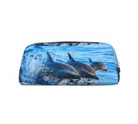 KSANNNS Dolphin Family Printed Simple Portable Stationery Bag, Light and Spacious School Office Stationery Storage Box
