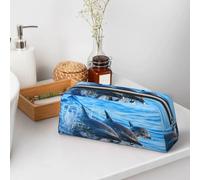 KSANNNS Dolphin Family Printed Simple Portable Stationery Bag, Light and Spacious School Office Stationery Storage Box