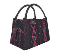 KSANNNS Double Helix Printed Portable High-Capacity Insulated and Refrigerated Lunch Handbag