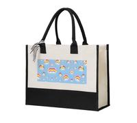 KSANNNS Floating Soap Bubble Printed Reusable Canvas Gift Shopping Bag, Sturdy And Durable