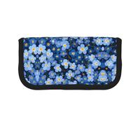 KSANNNS Forget Me Nots Printed Canvas Pencil Case, Durable Learning and Cosmetic Pencil Case