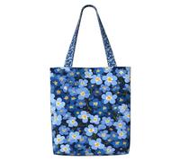 KSANNNS Forget Me Nots Printed Canvas Shoulder Shopping Bag, Sturdy And Durable, Suitable For Daily Activities