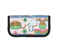 KSANNNS Four Lucky Charms Printed Canvas Pencil Case, Durable Learning and Cosmetic Pencil Case