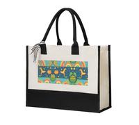 KSANNNS Four Lucky Charms Printed Reusable Canvas Gift Shopping Bag, Sturdy And Durable