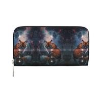 KSANNNS Fox On The Galaxy Printed Leather Wallet in Hand, Can Store Credit Cards, Cash, Coins, Etc.