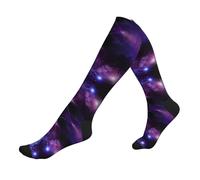 KSANNNS Galaxy Starry Space Purple Starry Printed Sports Compression Socks, Soft And Breathable. Suitable For Feet In Sizes 36-44