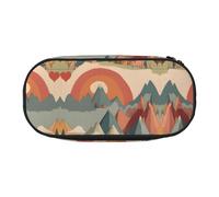 KSANNNS Geometric Mountain Durable 300d Oxford Pencil Case Printed, Sturdy and Suitable for Daily Use